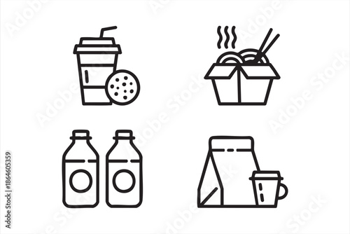 Food and Beverage Containers for Digital Food Service UI