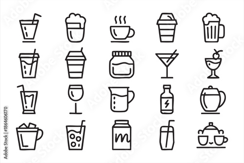 Drink and Beverage Icons for Cafe Menus, Bar Apps, and UI Design