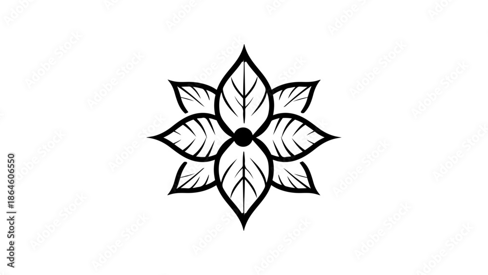 Obraz premium poinsettia in black and white vector icon and logo, Elegant black floral design simple flower, Floral Abstract Shape, Unique black and white flower design, Floral Logo Design, White flower icon. Abstr