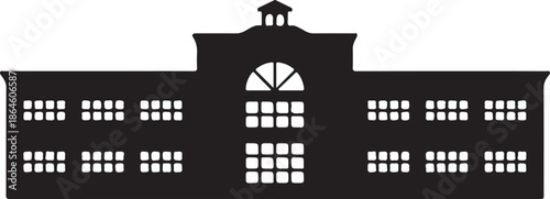 Abstract vector illustration set featuring black house symbols and urban building icons including skyscrapers and estate architecture silhouettes for city design