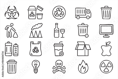 Trash Sorting and Recycling Icons for Environmental Interface Design