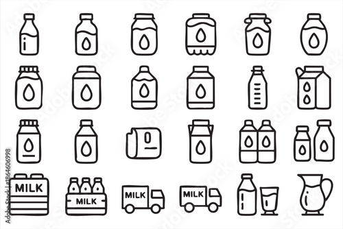 Dairy Beverage Icons for Retail UI Systems and Grocery Platforms