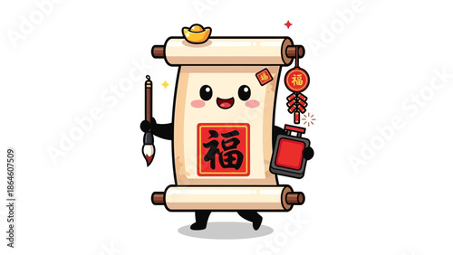 chinese new year cartoon scroll character