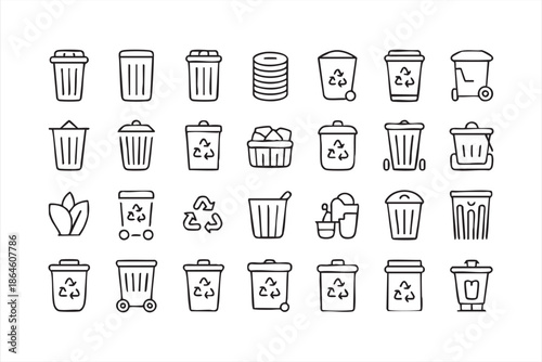 Waste Management Bin Icons for Smart City Interfaces