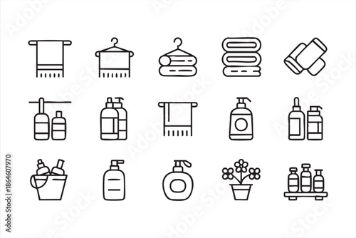 Bathroom Amenities Icons for Hospitality Dashboards and UI Systems
