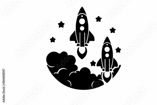 futuristic spaceship silhouette illustration for sci-fi and game des