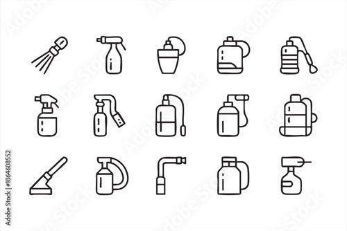 Sanitizing and Cleaning Bottle Icons for Maintenance Dashboards