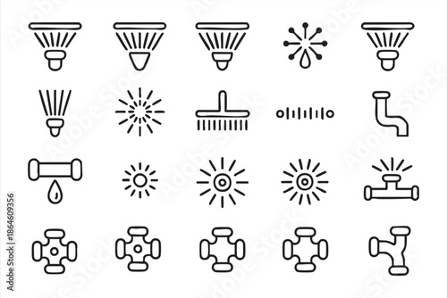 Water Plumbing and Pipeline Icons for Infrastructure Interfaces