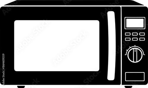modern kitchen microwave oven silhouette vector illustration