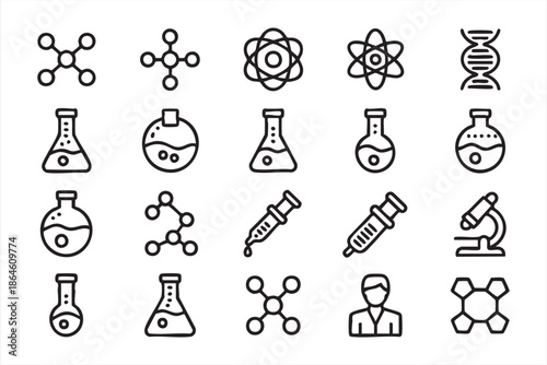 Chemistry and Biology Icons for Laboratory Dashboards and Scientific Interfaces
