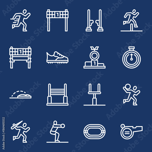 Collection of Track and Field icons representing various sports and athletic events, ideal for sports-related projects and designs