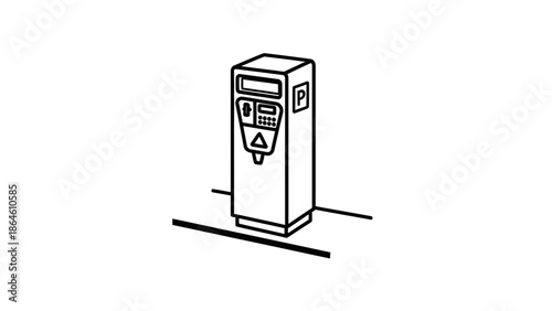 Parking meter machine line icon, street parking payment terminal vector illustration.