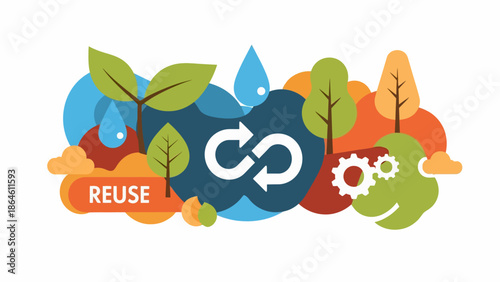 Recycling Symbol with Leaves and Water Droplet.