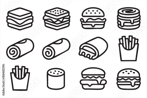 Restaurant Food Icons for Menus, Kiosks, Digital Ordering Platforms