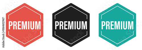 Hexagonal premium quality badges for luxury product branding membership levels and exclusive service certification