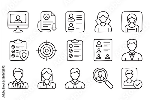 HR Recruitment Icons for Hiring Dashboards and Candidate Tracking Systems