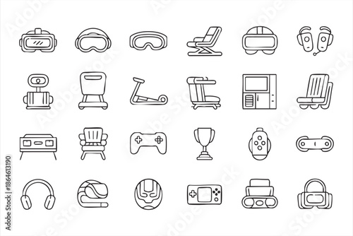Gaming Hardware Icons for VR Apps, Simulation Platforms, Metaverse UI