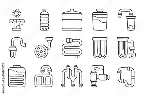 Plumbing System Icons for Industrial Dashboards and Apps