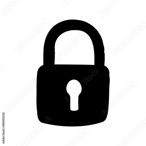 Simple black padlock icon on white background, representing security and safety