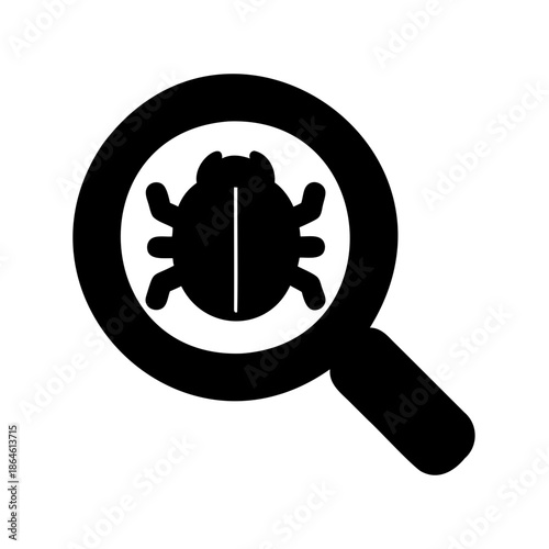 Magnifying glass examining a bug, symbolizing software bugs and technical issues