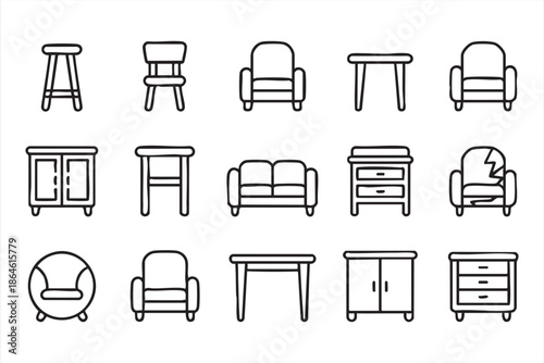 Interior Furniture Icons for Property Apps and Visualization Tools