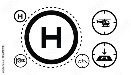 Airport helipad sign perfect for navigation and design reaching safe travel and helicopter pad location