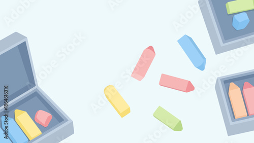Colorful Chalk Pieces in Boxes.