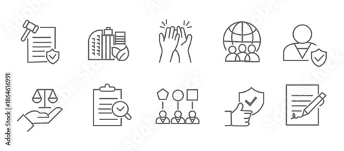Business ethics icon set. Editable line icons. Vector illustration.