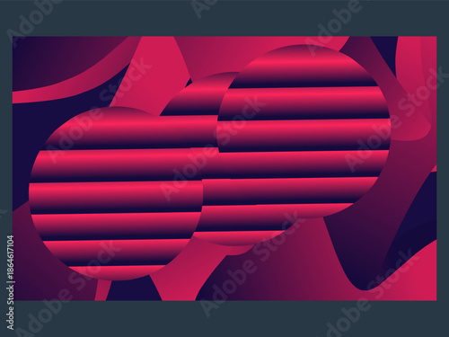 Neon Gradient Circles with Retro Wave Stripes