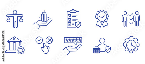 Business ethics icon set. Editable line icons. Vector illustration.