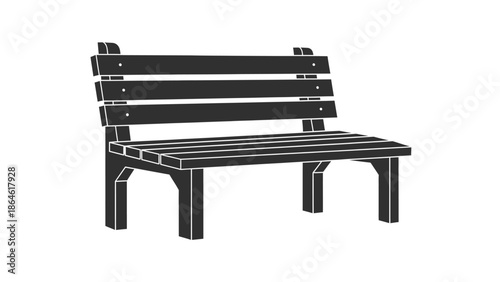 Wooden park bench silhouette. Garden seat icon isolated on white background. Outdoor furniture vector illustration.