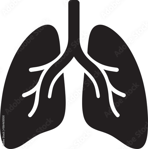 Simple depiction of human lungs a black and white anatomical illustration