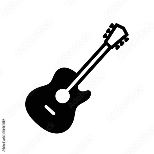 Acoustic Guitar Icon Silhouette - Music Instrument Vector Graphic