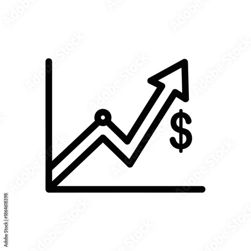 Financial Growth Graph with Upward Trending Arrow and Dollar Sign