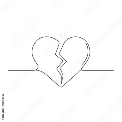 Heartbroken Concept Illustration Showing Broken Heart Line Art for Emotional Distress