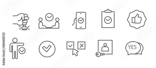 Approval icon set. Editable line icons. Vector illustration.