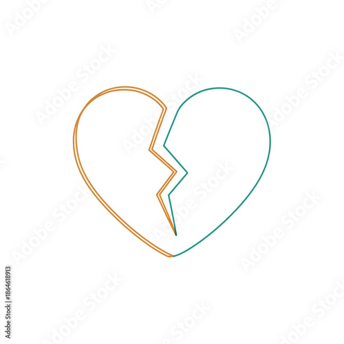 Minimalist Illustration of a Broken Heart for Emotional Healing and Romantic Breakup Concept