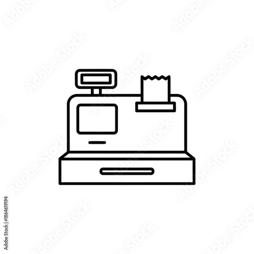 Modern Point of Sale Cash Register with Receipt Printer for Retail Stores