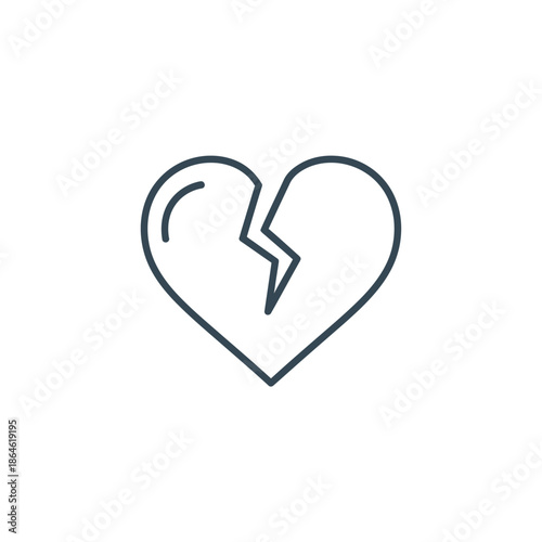 Minimalist Line Art Broken Heart Symbol for Emotional and Mental Health Visuals