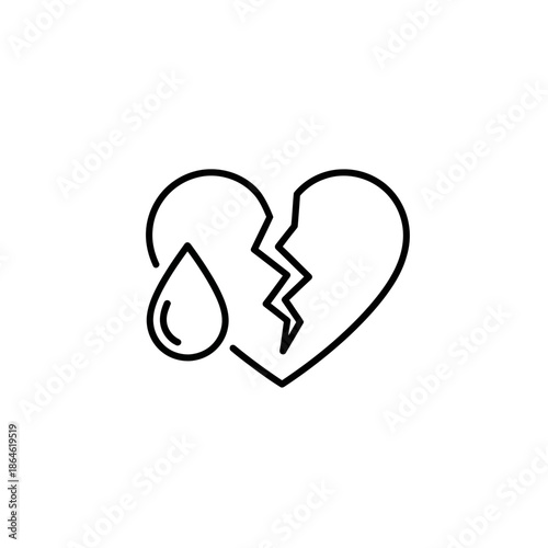 Sad Broken Heart with Tear Drop Illustration for Emotional and Relationship Concepts