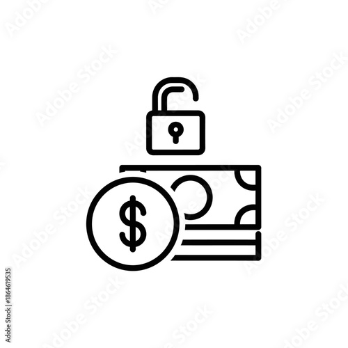Secure Digital Payment with Lock and Money Icon for Financial Transactions