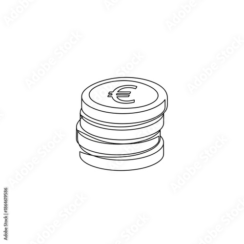Stack of Euro Coins with Currency Symbol for Financial and Economy Themes