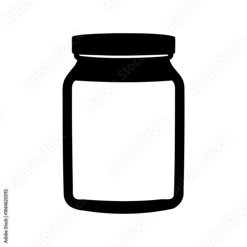 Simple black and white illustration of a jar for canning, preserving foods