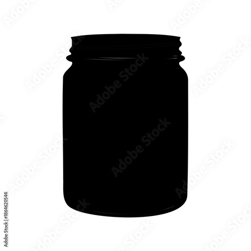 Silhouette of canning jar with threaded neck, suitable for food storage