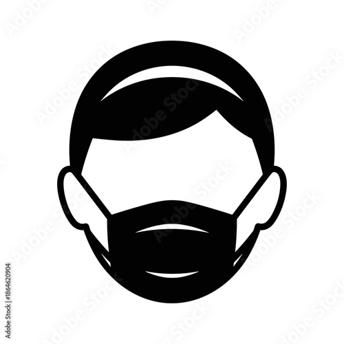 Person with face mask icon. Health protection vector symbol.