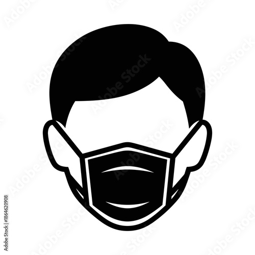 Person wearing protective face mask vector icon symbol