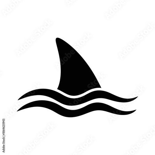 Shark fin in ocean waves vector icon silhouette symbol