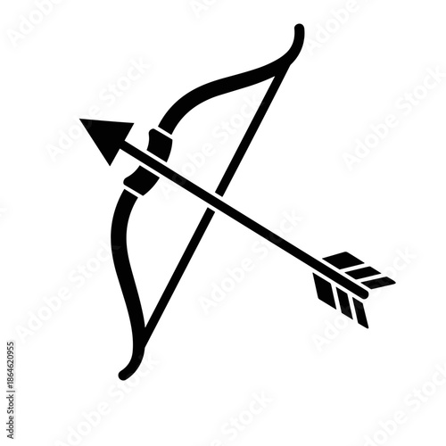 Sagittarius bow and arrow archery zodiac sign vector icon.