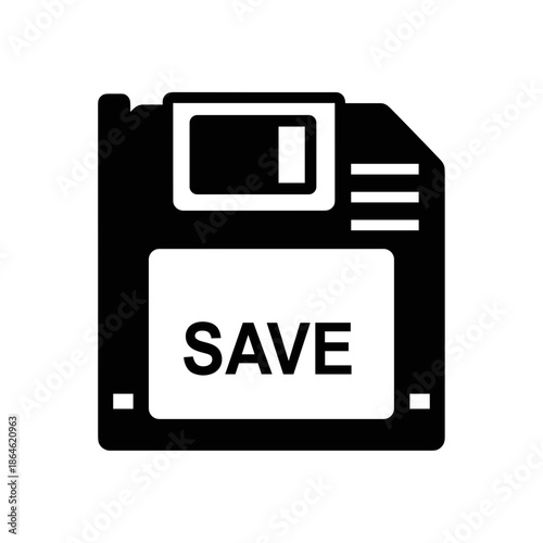 Save floppy disk icon vector glyph. UI data storage symbol.