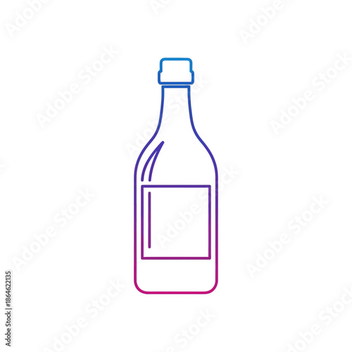 Minimalist bottle outline with gradient, isolated on white background